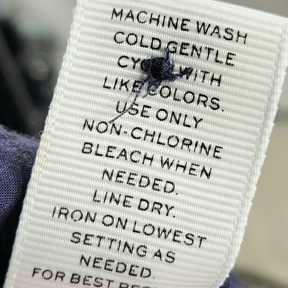 Stylus Navy Notched V Neck Lace Shoulders & Back Hem 3/4 Sleeve BOHO Top Large - Picture 11 of 12